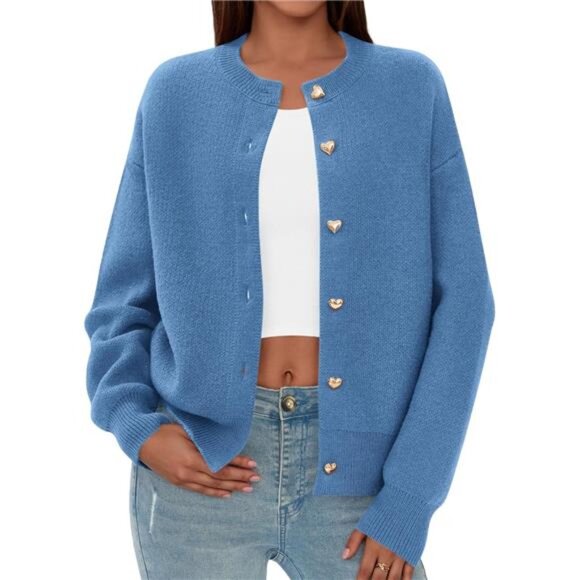 Cardigan Sweaters for Women Trendy Long Sleeve Open Front Button - Picture 4 of 4